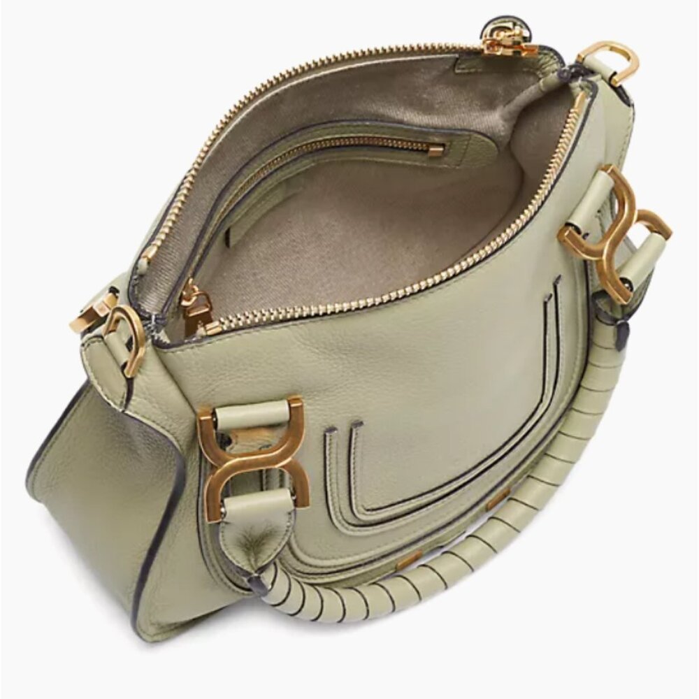 Chloe Small Marcie Grained Leather Crossbody Bag Faded Green - Picture 2 of 10